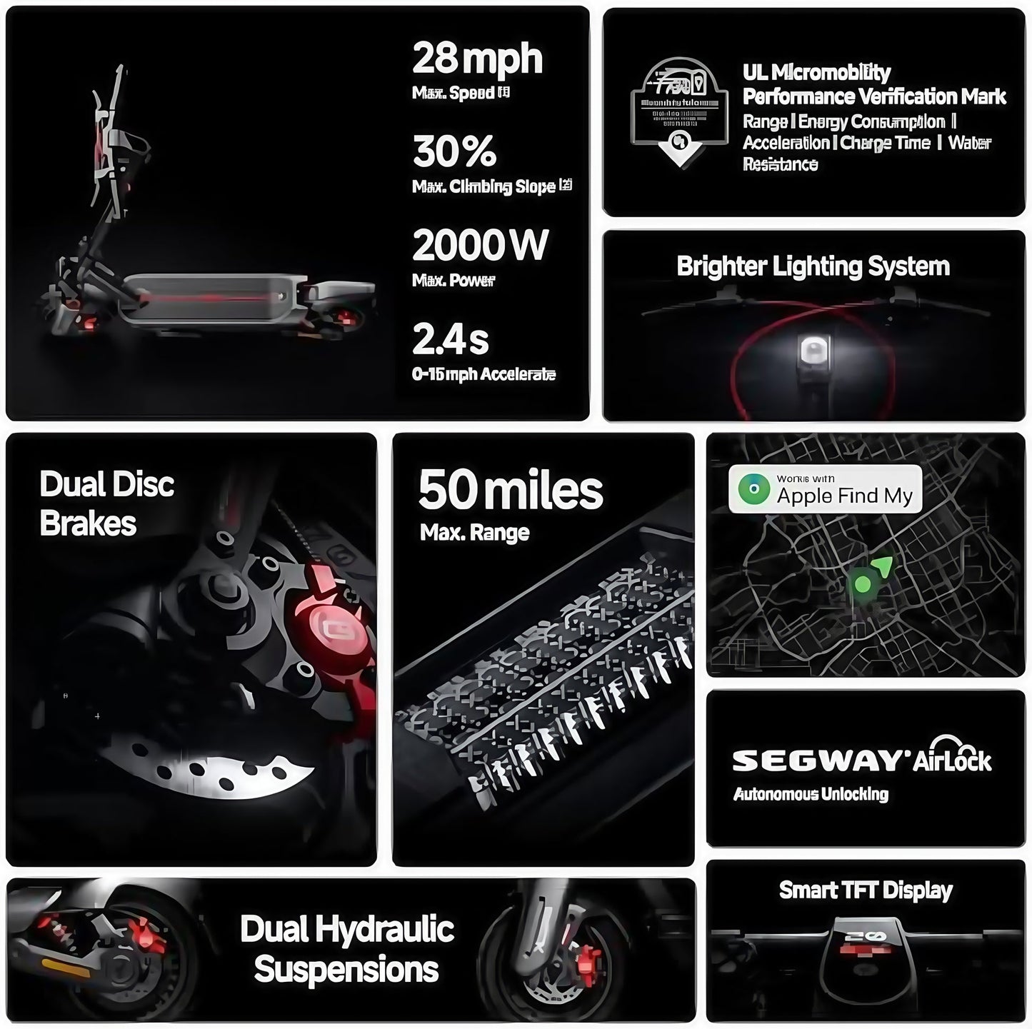 Xiaomi Ninebot E2 Pro Scooter - 50+ Mile Range, Foldable & Portable Design for Adult Commuters, Perfect City Ride